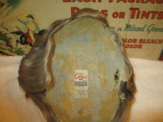 1930s ? Horse Hair Coronet HARDCAP MANNEQUIN Blonde WIG VINTAGE ANTIQUE HARD CAP 5