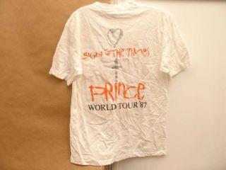 Vintage 1987 Prince World Tour White T - Shirt,  Sign of the Times,  Size L,  Deadstock 3