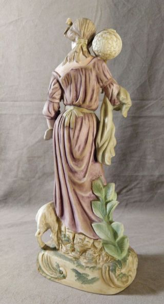 Vintage Andrea by SADEK Porcelain Large Figurine Pastoral Lady Lamb Corn 7127 3
