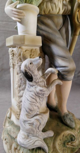 Vintage Andrea by SADEK Porcelain Large Figurine Pastoral Boy Dog Shovel 7127 2