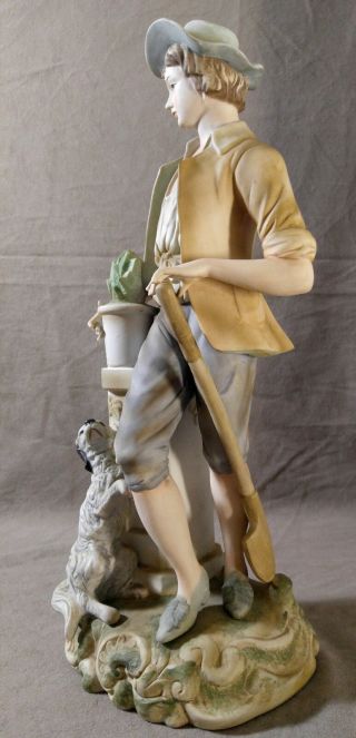 Vintage Andrea by SADEK Porcelain Large Figurine Pastoral Boy Dog Shovel 7127 5