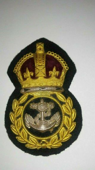 Ww2? Vintage British Royal Navy Metal Brass Visor Cap Insignia Badge Patch Like