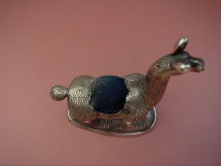 VERY RARE NOVELTY SOLID STERLING SILVER CONTINENTAL HALLMARKED LLAMA PINCUSHION 6