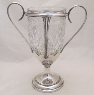 Antique 19th Century Silver Plate & Cut Glass Vase Trophy