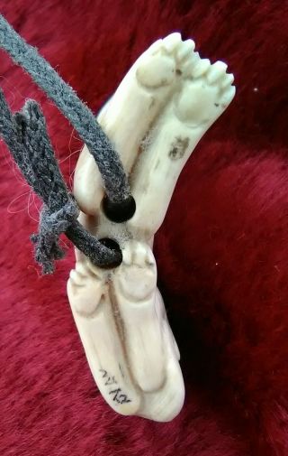 Old Japanese Carved Ivory Colored Bone Dog Netsuke Signed 4