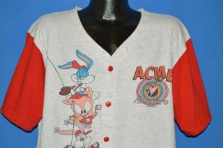 Vtg 90s Tiny Toon Adventures Acme All Stars Gray Red Baseball Jersey T - Shirt Xl