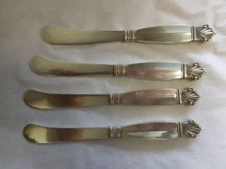 Four Georg Jensen Acanthus 1917 Sterling Silver Butter Spreaders