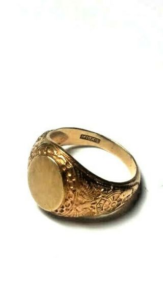 Vintage Wwii Us Navy Gold Ring 10k? Size 11.  5?