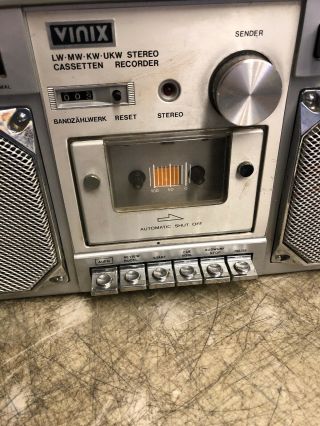 VINIX Vintage Japan Boombox Ghetto Blaster portable stereo German lang.  VCP 6714 4