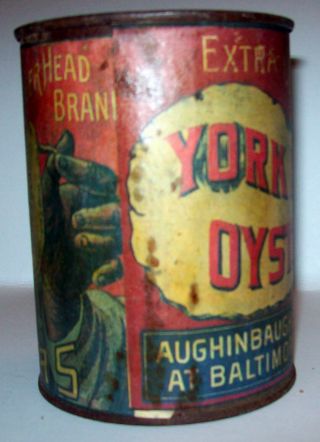 VINTAGE BLACK AMERICANA NI HEAD EXTRA QUALITY YORK RIVER OYSTER CAN 7