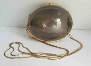 Rare Early Vtg Judith Leiber Mid Century Smoked Lucite Egg Ball Clutch Purse