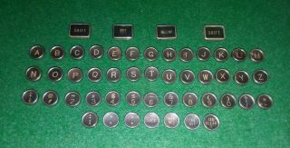 50 Black Glass Keys From Vintage 1940s Royal Quiet Deluxe Typewriter