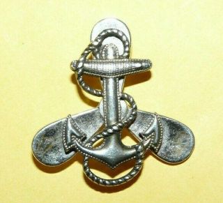 Vtg Wwii " Usn " United States Navy " Anchor & Propeller " Sterling Silver Hat Pin
