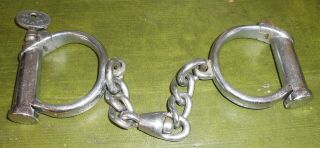 Rare Vintage Obsolete Leicester County Police Darby Handcuffs