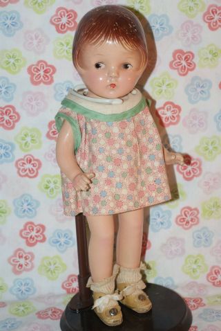 Pretty Vintage 13 " Petite Sally Composition Molded Hair Doll