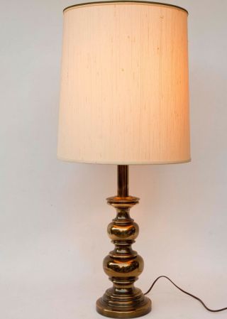 Vintage Stiffel Brass Lamp with Silk Shade VGC 2