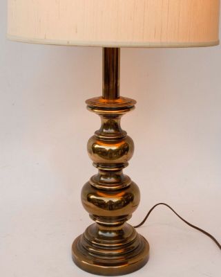 Vintage Stiffel Brass Lamp with Silk Shade VGC 3