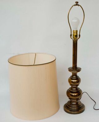 Vintage Stiffel Brass Lamp with Silk Shade VGC 5