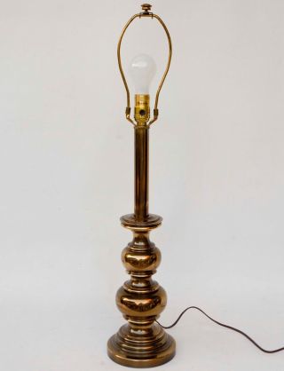 Vintage Stiffel Brass Lamp with Silk Shade VGC 8