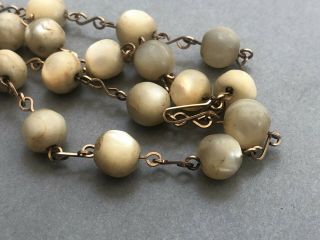 Antique Mother of Pearl Necklace,  Old Rustic Raw Natural Beads,  Vintage 3