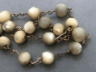 Antique Mother of Pearl Necklace,  Old Rustic Raw Natural Beads,  Vintage 4