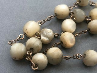 Antique Mother of Pearl Necklace,  Old Rustic Raw Natural Beads,  Vintage 5