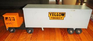 Vintage Yellow Transit Freight Lines,  Inc.  Toy Truck And Trailer