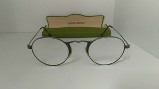 Vintage Oliver Peoples Eyeglasses Metal Oval Frames Op 7 W/case