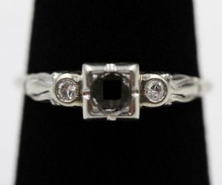 Vintage Art Deco 18k White Gold Fancy Diamond Engagement Semi - Mount For.  35ct