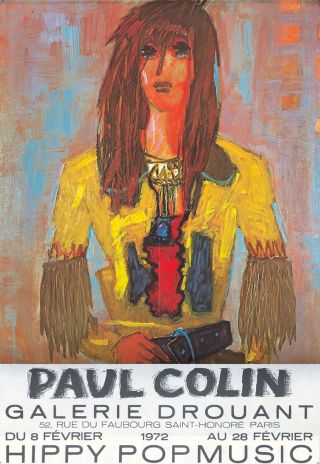 Vintage Poster Exhibition Paul Colin 1972 French Hippy Popmusic Drouant