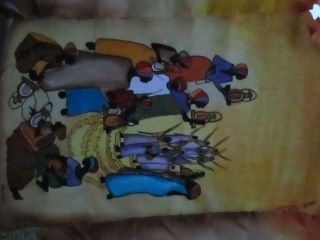 Vintage Uganda Signed Enamuddu Batik Textile Paintings African Women 2