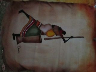 Vintage Uganda Signed Enamuddu Batik Textile Paintings African Women 5