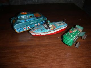 VINTAGE 1950 ' S TIN FRICTION TOYS MADE IN JAPAN DAIYA MODERN TOYS OLD L@@K 3