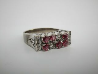 Large 22k Gold Ring With Rubies Ruby Diamonds Cocktail Vintage Wearable Art