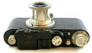 Vintage BLACK Leica II w/Nickel ELMAR 1:3.  5 F=50mm Lens and Leica Case 3