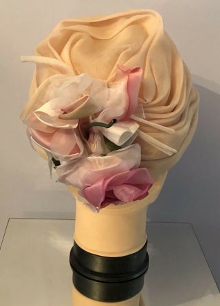 Vintage Christian Dior For Bonwit Teller Floral Turban Wrap Chapeaux Hat