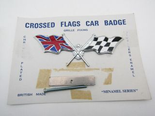 Les Leston N.  O.  S.  Vintage Badge Car Classic Racing Crossed Flags Grille British