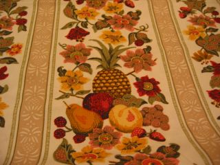 Vintage Waverly Cotton Fabric CLINTON STRIPE Harvest Fruit Gold Tan Rust Choice 6