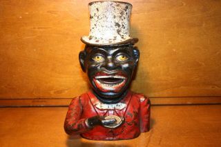 Antique Cast Iron Jolly High Hat Mechanical Bank Toy By J.  Harper C1882