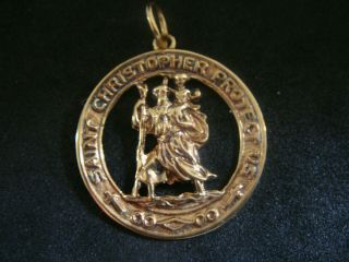 Large Vintage Heavy English Hallmarked 9ct Gold 25mm St Christopher 3.  6 Grams