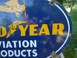 VINTAGE 1939 GOODYEAR AVIATION PRODUCTS PORCELAIN ENAMEL SIGN 3