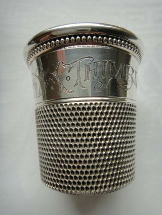 Sterling Silver " Only A Thimble Full " Shot Cup Gigger By: Simons Bro.  Art Deco
