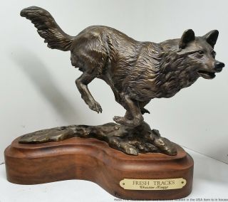 Vintage Christine Knapp Bronze Wolf Sculpture Ed100 Fresh Tracks Wgallery Prov