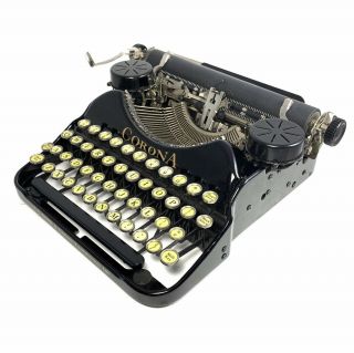 Black Corona Four Typewriter W/case Portable Antique Vtg Lc Smith 4 Duco