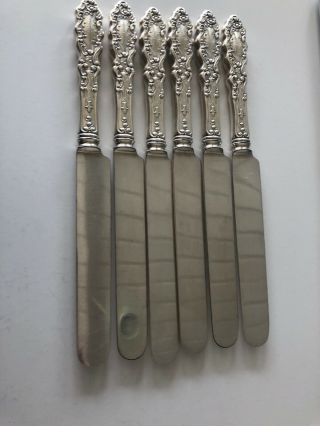 (6) Gorham Luxembourg Sterling Silver Handle Dinner Knife 9 1/2 