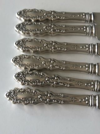 (6) Gorham Luxembourg Sterling Silver Handle Dinner Knife 9 1/2 