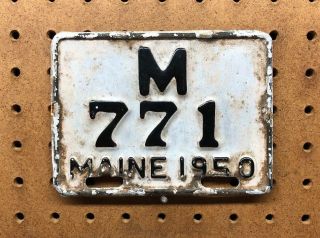 Vintage Maine Motorcycle License Plate 1950 Yom Me Motorbike 771 M Scarce
