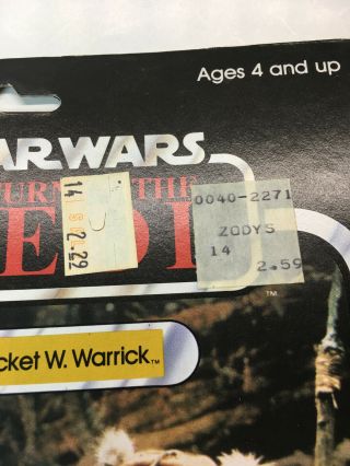 Star Wars,  Return of the Jedi Vintage 77 - back WICKET W.  WARRICK MOC 7