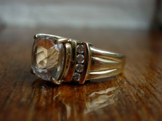 Fine Vintage Large & Heavy Solid 9k 9ct Gold Diamond Ring 6.  98g