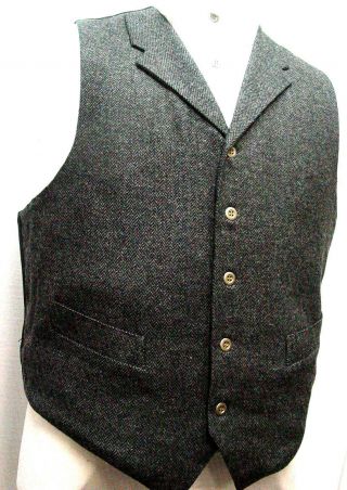 Mens Vest Old West Frontier Vintage Victorian Style Wool Blend With Pockets S - 3x